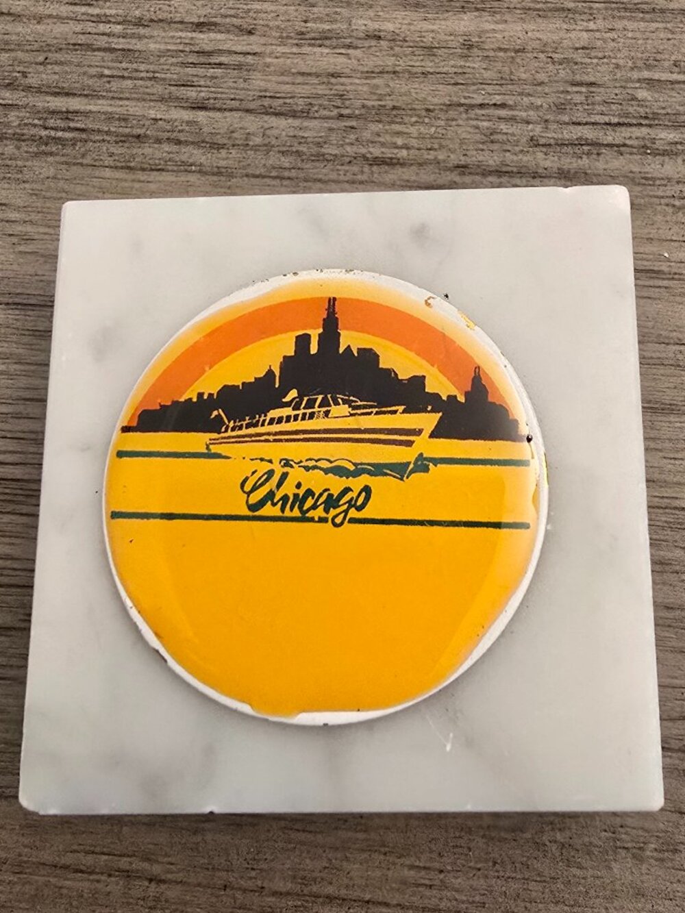 Vintage Marble Paperweight Chicago Souvenir